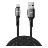 Juo 12W Dijital Led Ekranlı USB-A to Lightning iPhone iPad Örgülü Hızlı Şarj ve Data Kablosu 2 Metre