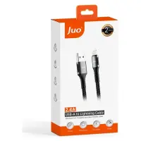 Juo 12W Dijital Led Ekranlı USB-A to Lightning iPhone iPad Örgülü Hızlı Şarj ve Data Kablosu 2 Metre