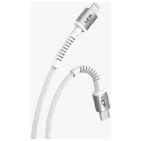 LINKTECH K599 SAFE 30W PD ÖRGÜLÜ METAL BAŞLI TYPE-C LİGHTNİNG ŞARJ KABLOSU BEYAZ