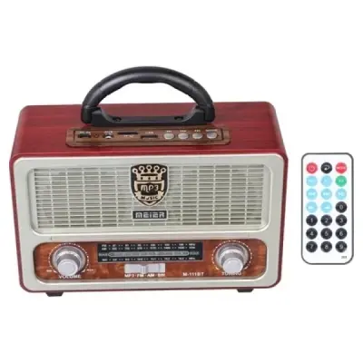 Meier M-111BT USB SD Destekli Kumandalı Şarjlı Bluetooth Nostaljik Radyo