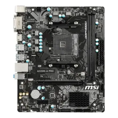 MSI A320M-A PRO AM4 DDR4 3200(OC) DVI HDMI USB3.2 MATX