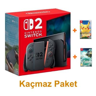Nintendo Switch 2 Oyun Konsolu + Nintendo Switch Pokemon Lets Go Pikachu Oyun + Nintendo Switch The Legend Of Zelda Tears Of The Kingdom Oyun