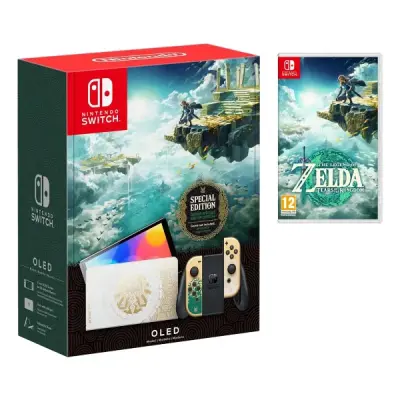 NİNTENDO SWİTCH OLED ZELDA TEARS OF THE KINGDOM EDİTİON OYUN KONSOLU +  THE LEGEND OF ZELDA TEARS OF THE KINGDOM OYUN