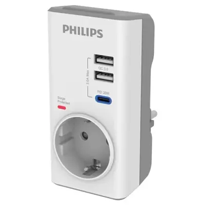 Philips CHP7010W 1140 Joule Tekli Beyaz Akım Korumalı Priz