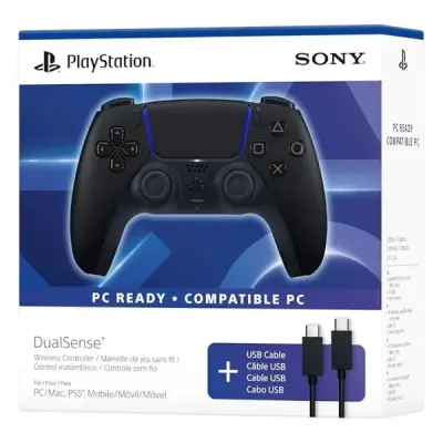 PlayStation PS5 DualSense Kablosuz Kumanda - Gece Siyahı + PC için USB Kablosu (ZCT2G)