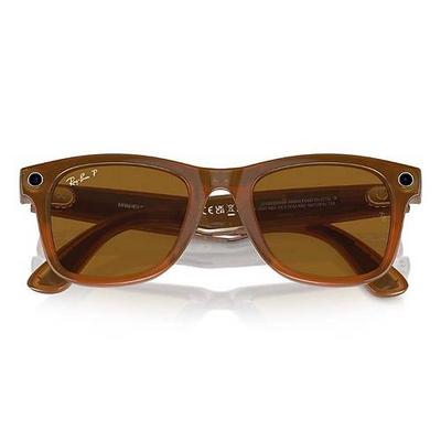Ray-Ban Meta Wayfarer Akilli Gozluk Parlak Karamel Polarize Kahverengi RW4008