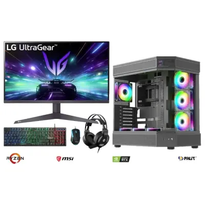 RYZEN 5 5600+16GB RAM+1TB SSD+RTX 4060+LG 27 INCH MONİTÖR+KLAVYE MOUSE+KULAKLIK FULL SET OYUNCU BİLGİSAYARI