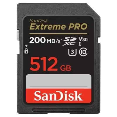 SANDISK EXTREME PRO 512GB 200/140MB/S SDXC V30 UHS-I U3 HAFIZA KARTI SDSDXXD-512G-GN4IN