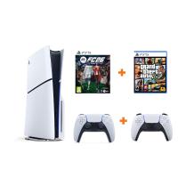 Sony Playstation 5 Slim 1 TB Cd li Oyun Konsolu + 2.KOL + GTA 5 + FC 26