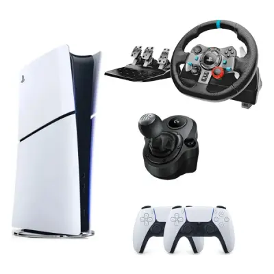 SONY PS5 PLAYSTATİON 5 SLİM DİJİTAL 1TB + 2.KOL + SHİFTER + G29 DİREKSİYON SETİ OYUN KONSOLU