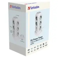 VERBATİM EU SOKET KULESİ 15'İ 1 ARADA, 11 SOKETLİ ÇOKLU SOKET, 2 USB-C VE 2 USB-A BAĞLANTI NOKTASI, ANAHTARLI ÇOKLU SOKET VE 2 M UZATMA KABLOSU, MAKSİMUM 3600 W