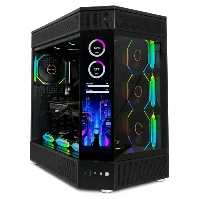 Zoko Tank Special Edition Siyah 12.6″ Özelleştirilebilir Ekranlı 7×12 cm ARGB Fanlı ATX Gaming Akvaryum Kasa